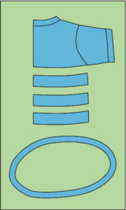 illustration showing fabric rings made from cutting t-shirt